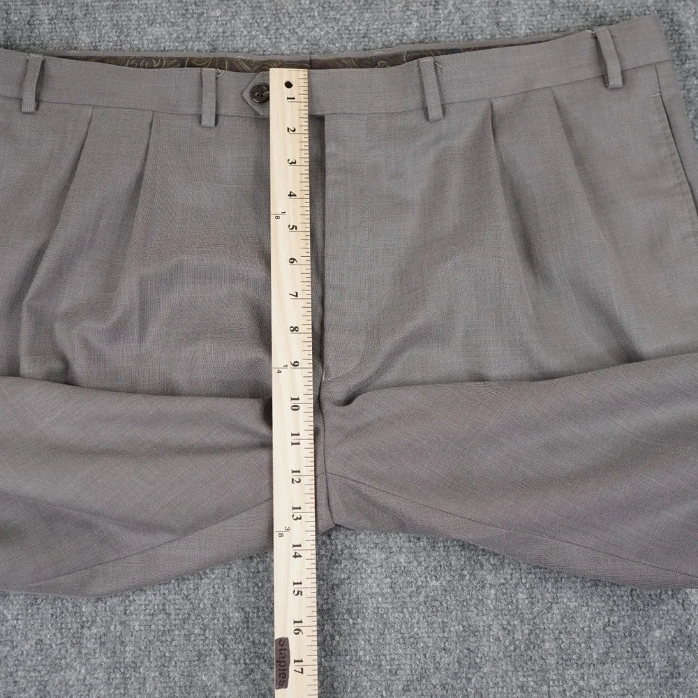 Lauren‎ Ralph Lauren Dress Pants Mens 44x31 Taupe Grey Double Pleated Wool Blend